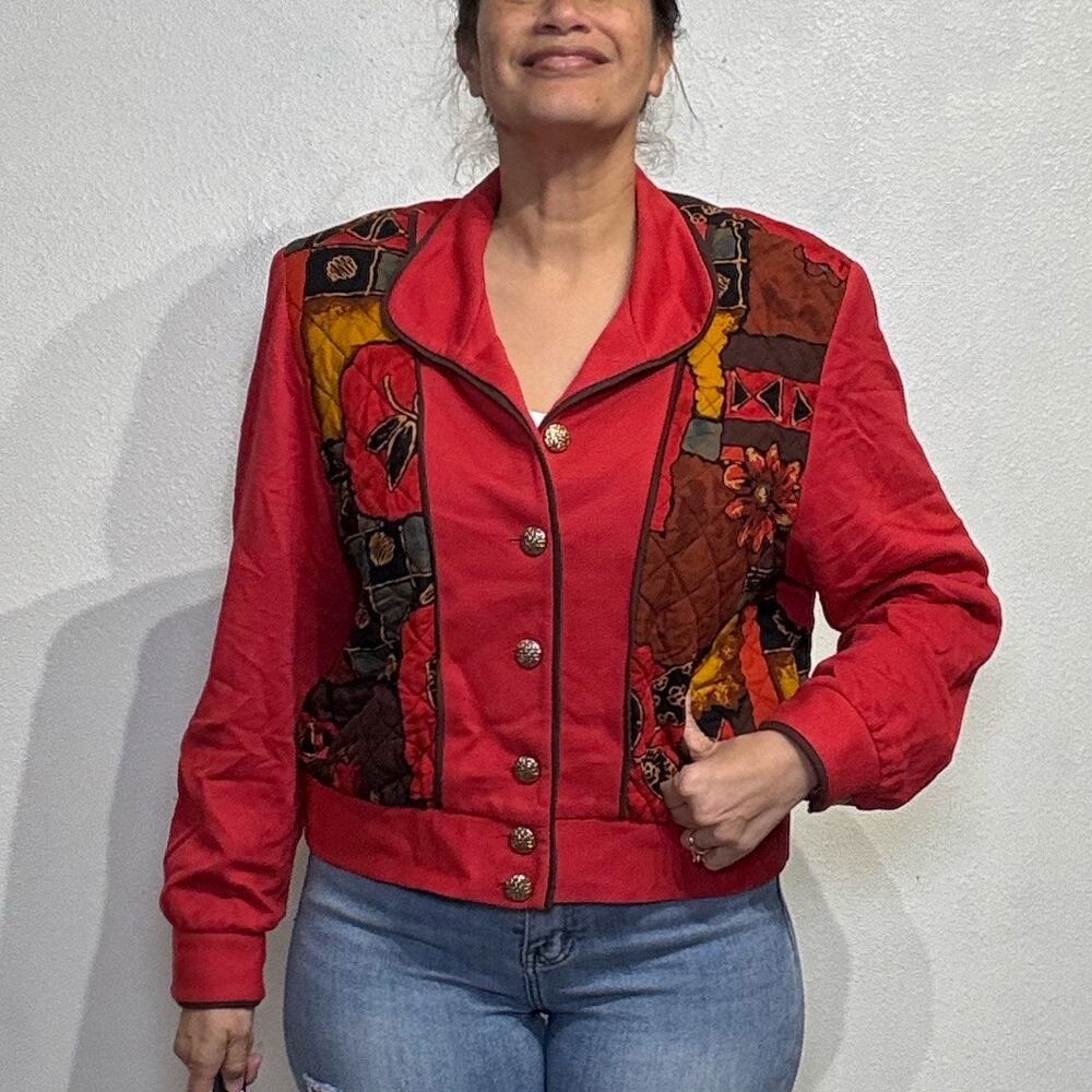 Howard Wolf Red Quilted Patchwork Vintage Jacket Sz 14